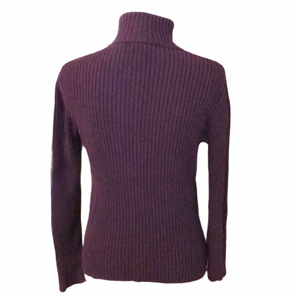 Lauren Ralph Lauren purple zipup ribbed turtleneck - Picture 5 of 7